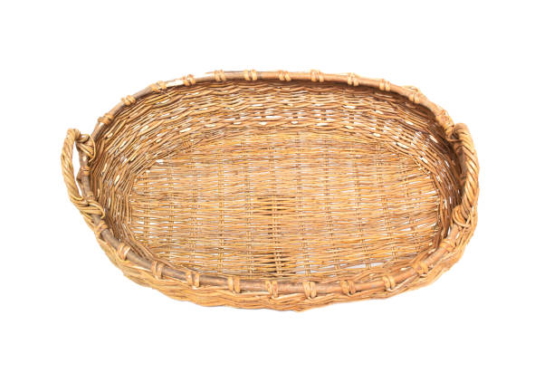 istock Large two-hand wicker basket made of wicker on a white background, isolate 1172423614