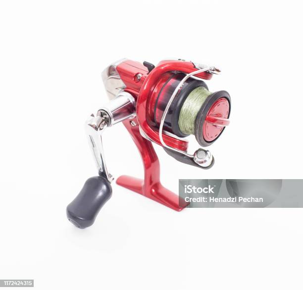 Red Fish Reel For Fishing And Spinning For Fishing Isolate