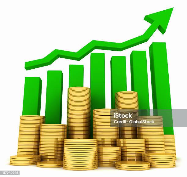 Economy Growing Stock Photo - Download Image Now - Coin, Arrow Symbol, Cut Out