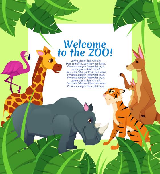 istock Cartoon Animals on Nature, Welcome to Zoo Banner 1172431618