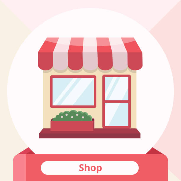 Small business store retail shop Small business store shop retail shopping commerce vector graphic icons small business owner stock illustrations