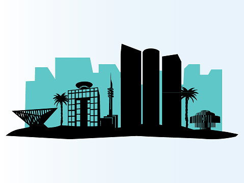 Vector Illustration of the Brown City Skyline of Tel Aviv