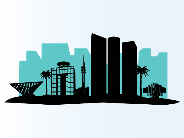 Brown City Skyline of Tel Aviv Vector Illustration of the Brown City Skyline of Tel Aviv israel skyline stock illustrations