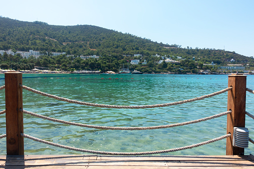 Rope fence and the Aegean sea sea