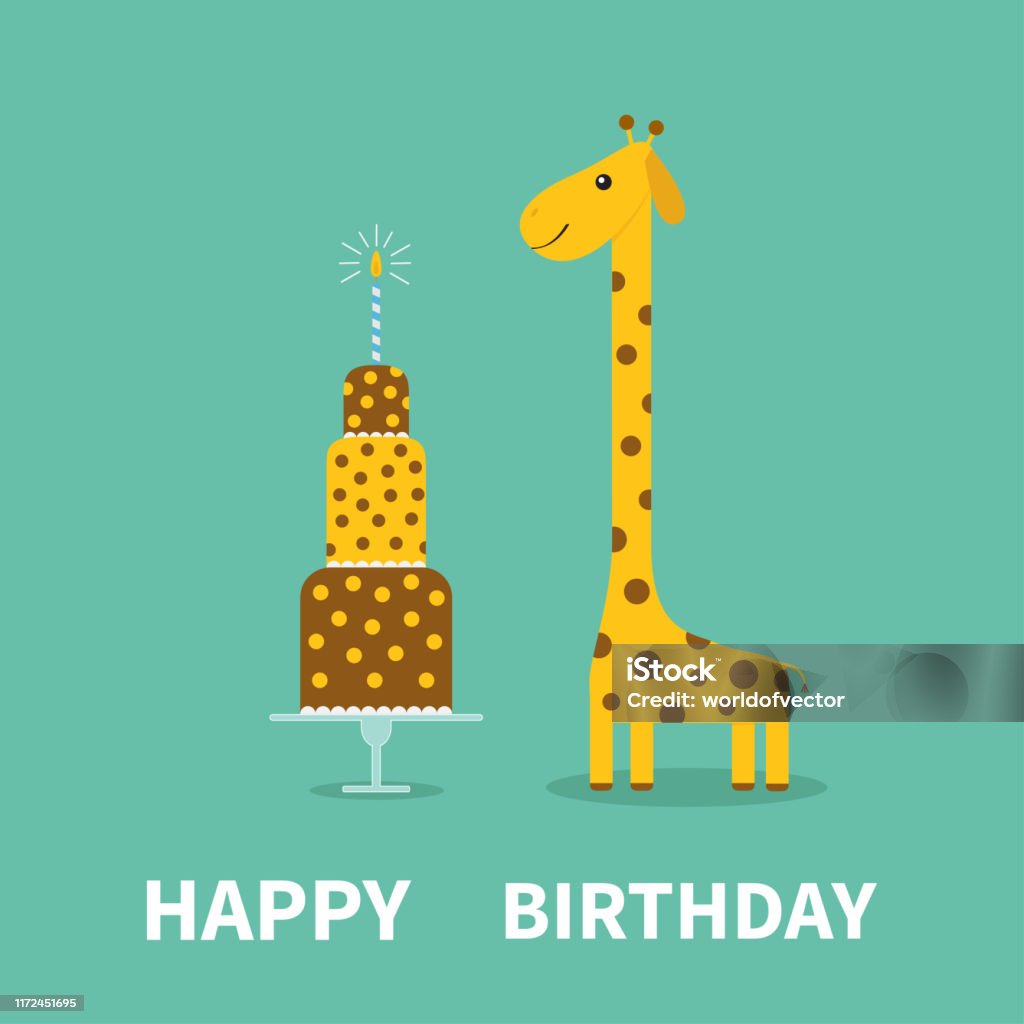Vetores de Cartão Do Feliz Aniversario Ponto Do Giraffe Pescoço