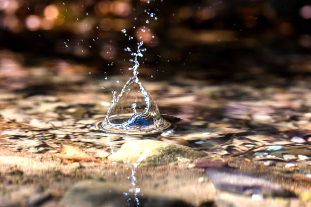 drop of water causing ripples in still lake of water