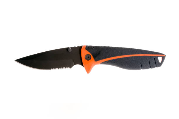 istock hunting knife with a plastic orange handle isolated on a white background 1172455743