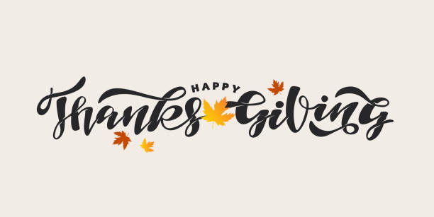 istock Hand drawn Thanksgiving typography poster. Celebration quote 