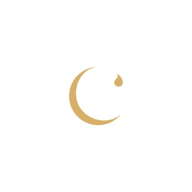 Initial C for Crescent Moon and Droplet image description c stock illustrations