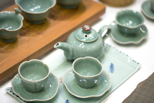 istock Asian tea set a wooden table 1172464534