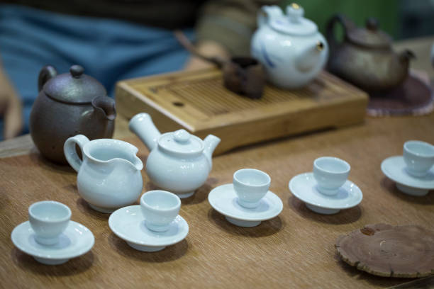 istock Asian tea set a wooden table 1172464961