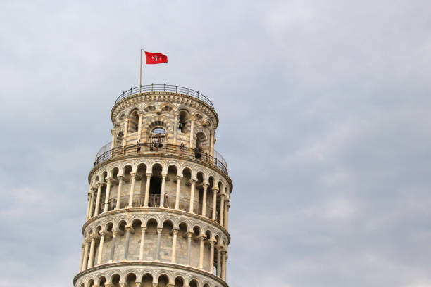 The Leaning Tower of Pisa with copy space.