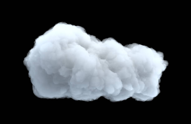 3d rendering of a white bulky cumulus cloud on a black background. 3d rendering of a white bulky cumulus cloud on a black background. Weather and climate. Natural phenomena. Weather observations. cotton cloud stock pictures, royalty-free photos & images