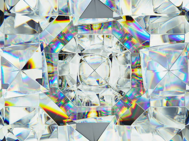 istock diamond structure extreme closeup and kaleidoscope. top view of round gemstone 3d render, 3d illustration 1172471250