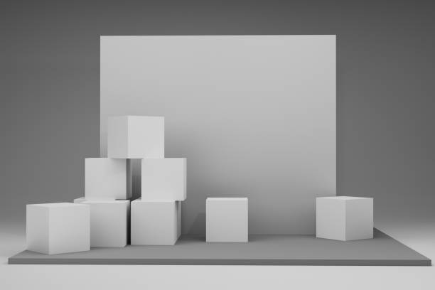 istock Lots of cubes with white blank wall. 1172471752