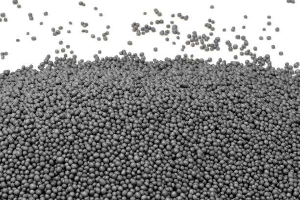 pile of dark polystyrene balls stock photo