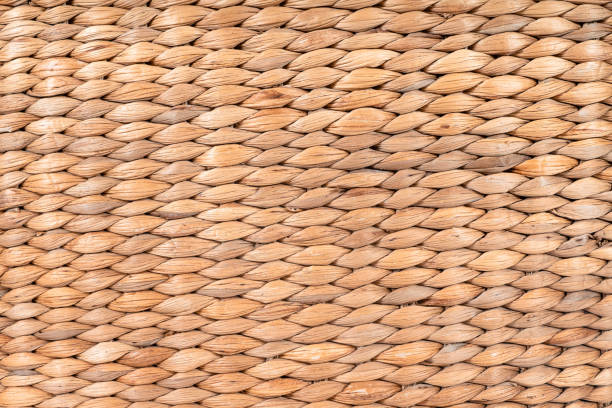 brown woven straw texture background - fake rattan imagens e fotografias de stock
