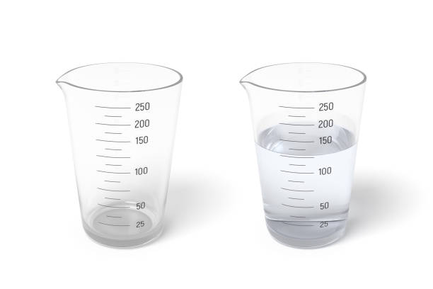 istock 3d rendering of two measuring cups one half filled with transparent liquid isolated on white background 1172476278