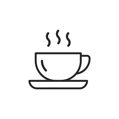 Coffee Outline Icon with Editable Stroke.