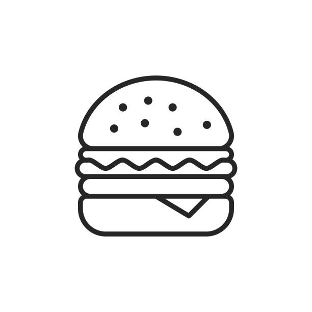 hamburger line icon. bearbeitbarer strich. pixel perfekt. für mobile und web. - burger stock-grafiken, -clipart, -cartoons und -symbole