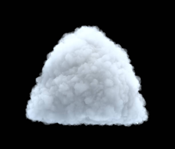 istock 3d rendering of a white bulky cumulus cloud on a black background. 1172478991