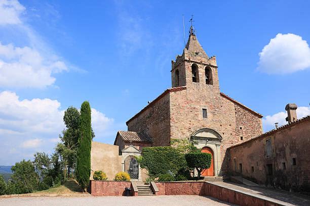 Santa Maria de Sau Romanesque church (Catalonia, Spain) stock photo