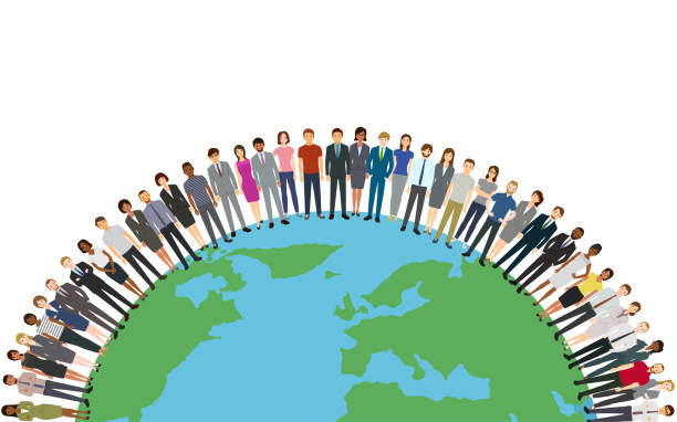 ilustraciones, imágenes clip art, dibujos animados e iconos de stock de personas de todo el mundo - posing earth planet map