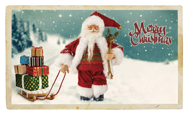 Christmas vintage Greeting card with Santa.