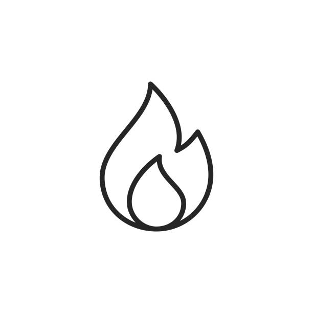 flammenlinie-symbol. bearbeitbarer strich. pixel perfekt. für mobile und web. - feuer stock-grafiken, -clipart, -cartoons und -symbole