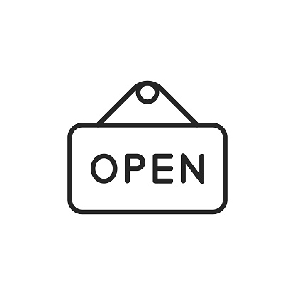 Open Sign Outline Icon with Editable Stroke.