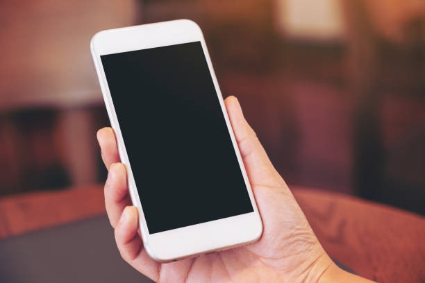 istock woman's hands holding black mobile phone with blank white screen 1172484299