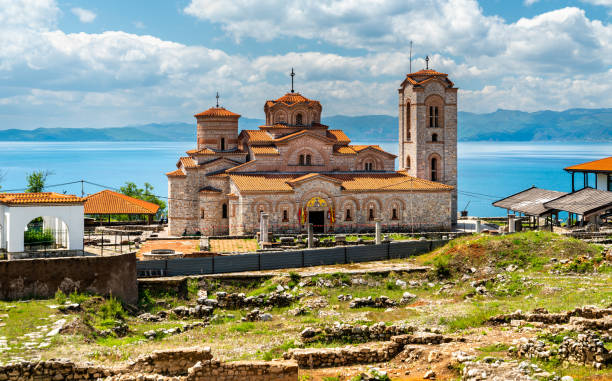 Saints Clement and Panteleimon Church at Plaosnik in North Macedonia Saints Clement and Panteleimon Church at Plaosnik in Ohrid, North Macedonia north macedonia stock pictures, royalty-free photos & images