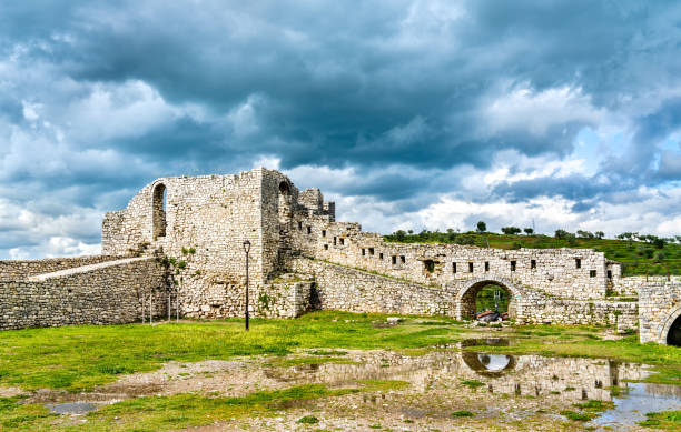 Ruins of Berat castle in Albania Ruins of Berat castle. UNESCO world heritage in Albania berat stock pictures, royalty-free photos & images