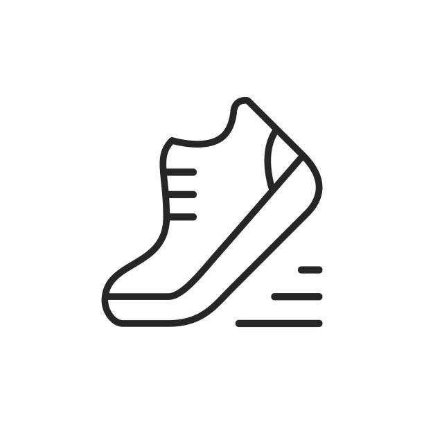 illustrazioni stock, clip art, cartoni animati e icone di tendenza di scarpa, icona linea di corsa. tratto modificabile. pixel perfetto. per dispositivi mobili e web. - sports footwear
