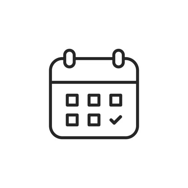 Vector illustration of Calendar Line Icon. Editable Stroke. Pixel Perfect. For Mobile and Web.