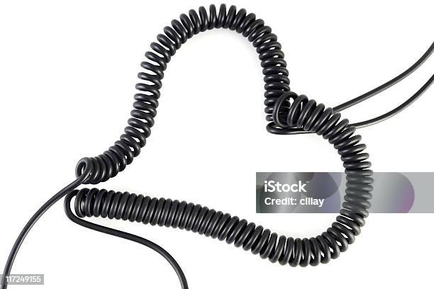 Heart Shape Phone Cords Stock Photo - Download Image Now - Phone Cord, Telephone, Black Color
