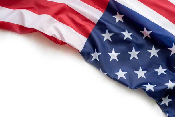 istock USA flag on white background with copy space 1172492552