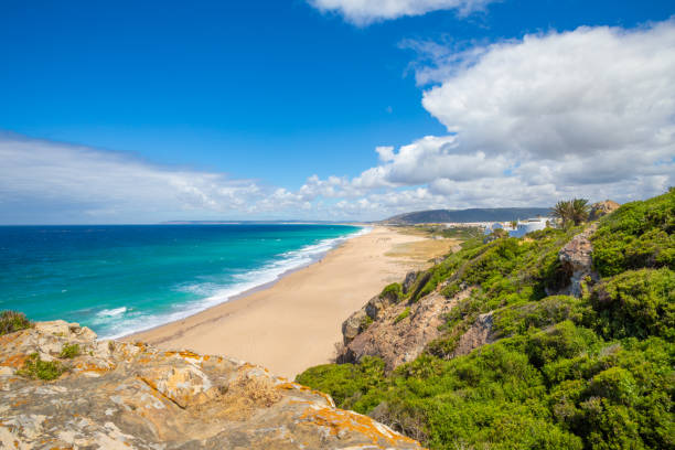 Atlanterra Beach from the top of mountain in Cadiz - fotografia de stock