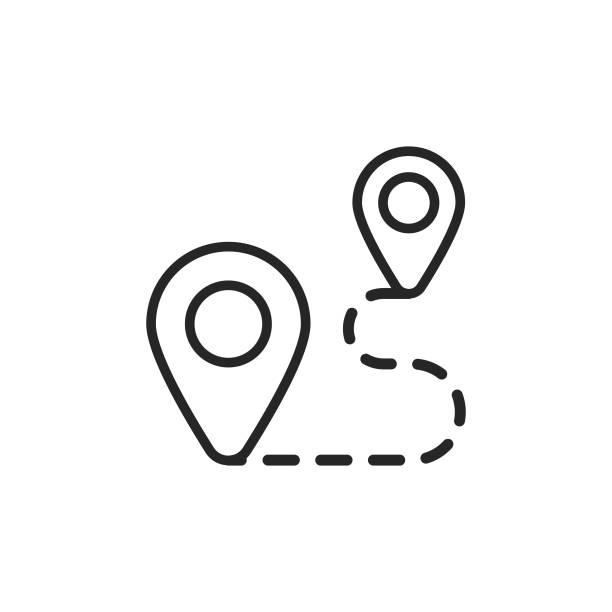 Route Line Icon. Editable Stroke. Pixel Perfect. For Mobile and Web. Route Outline Icon with Editable Stroke. map clipart stock illustrations