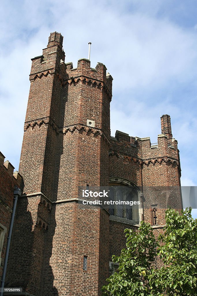 Tudor tower, part of mediaeval manor house at Gainsborough, Lincolnshire Medieval Tudor brick tower. The Old Hall at Gainsborough, Lincolnshire. Circa 15th Century Stock Photo