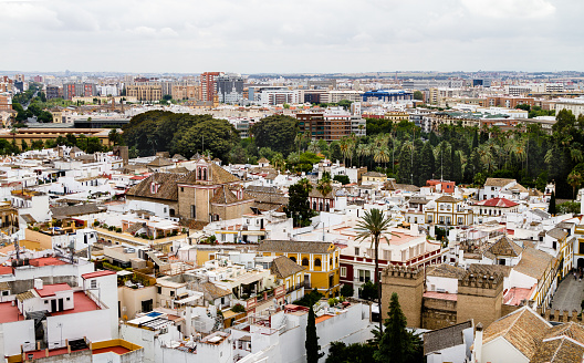 Seville, Spain - June 21, 2014: City View from Giralda Tower in Andalusia