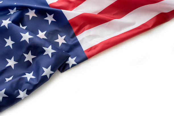 istock USA flag on white background with copy space 1172507825
