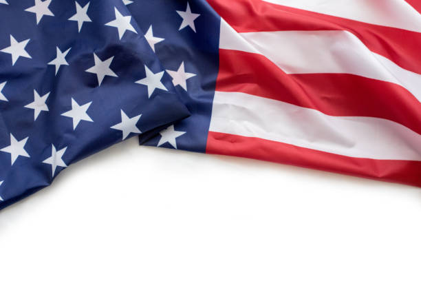 istock USA flag on white background with copy space 1172507892