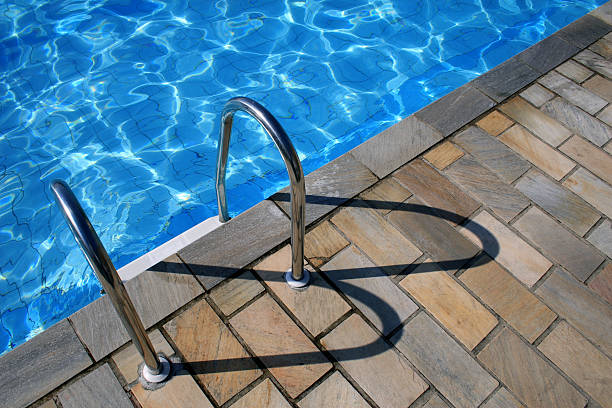 Swimming pool border with stairs