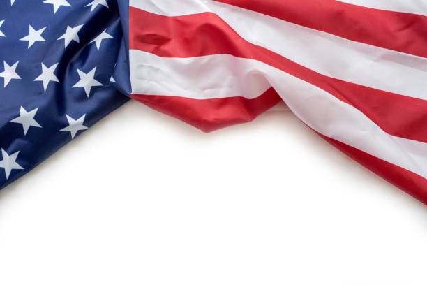 istock USA flag on white background with copy space 1172508028