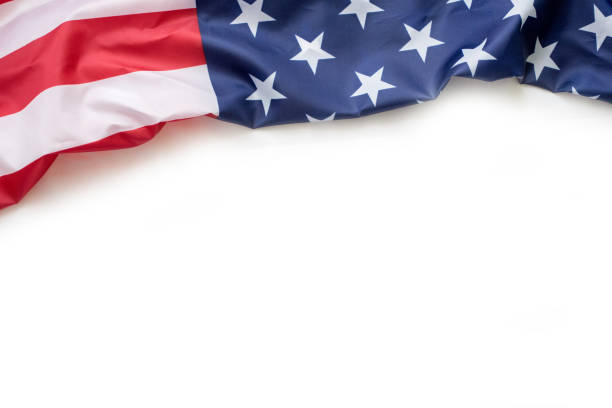 istock USA flag on white background with copy space 1172508037