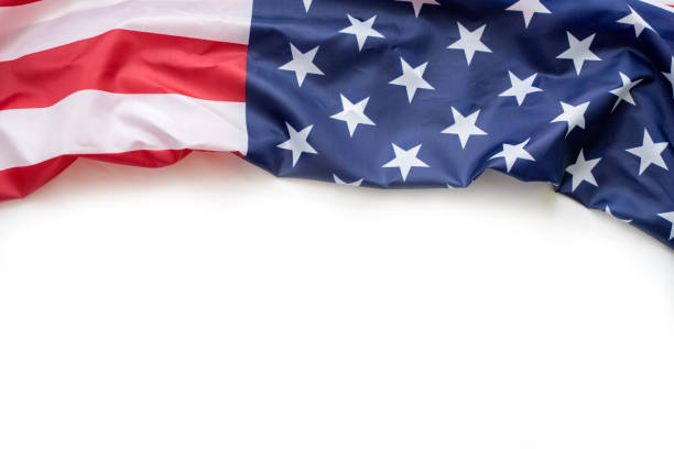 istock USA flag on white background with copy space 1172508042