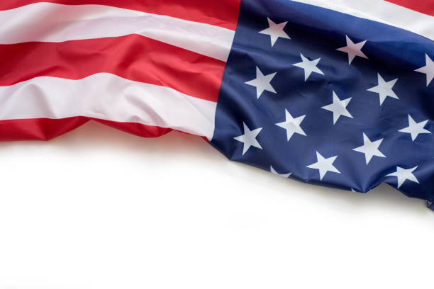 istock USA flag on white background with copy space 1172508065