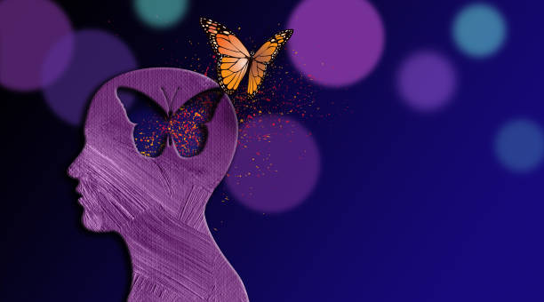 stockillustraties, clipart, cartoons en iconen met grafische abstracte droom butterfly en kerstballen achtergrond - opluchting