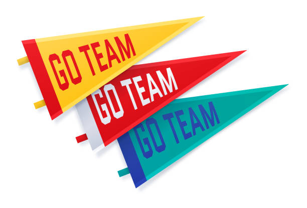 Sports College Go Team Fan Pennants Go team sports college team or school or celebration pennant with copy space. pennant stock illustrations